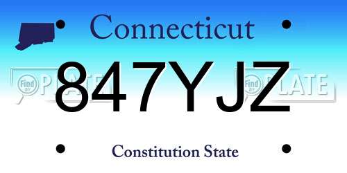 847YJZ Connecticut License Plate