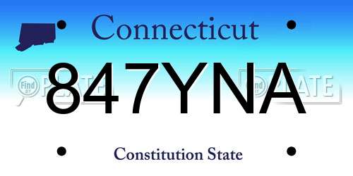 847YNA Connecticut License Plate