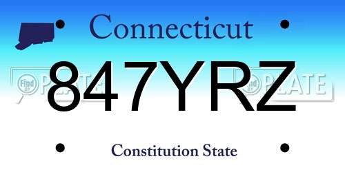 847YRZ Connecticut License Plate