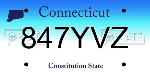 847YVZ Connecticut License Plate