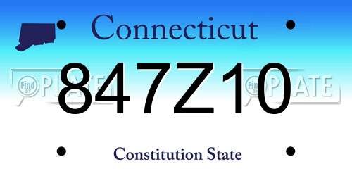 847Z10 Connecticut License Plate
