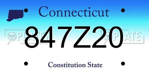 847Z20 Connecticut License Plate