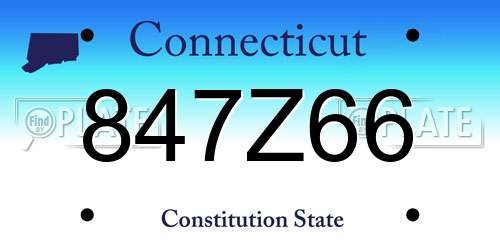 847Z66 Connecticut License Plate