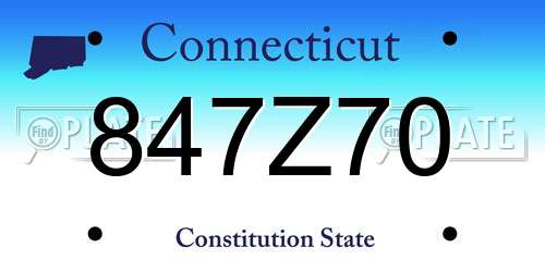 847Z70 Connecticut License Plate