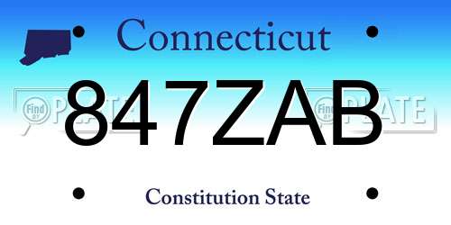 847ZAB Connecticut License Plate