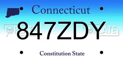 847ZDY Connecticut License Plate