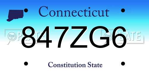 847ZG6 Connecticut License Plate