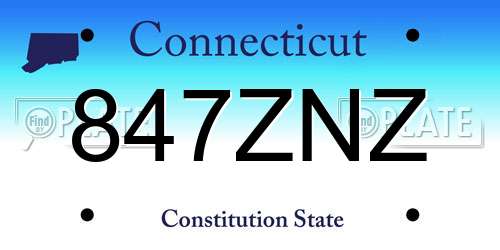 847ZNZ Connecticut License Plate