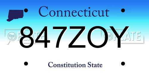 847ZOY Connecticut License Plate