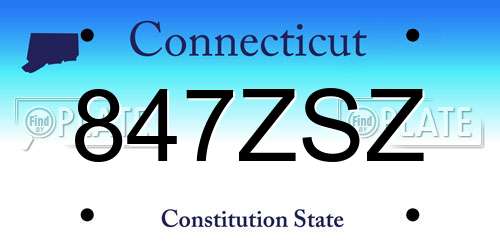 847ZSZ Connecticut License Plate