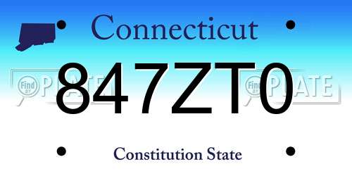 847ZT0 Connecticut License Plate