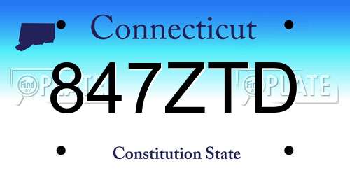 847ZTD Connecticut License Plate
