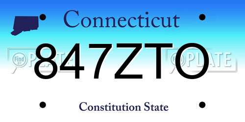 847ZTO Connecticut License Plate