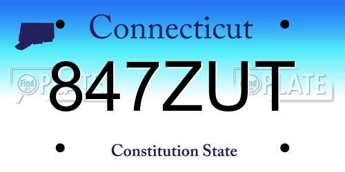 847ZUT Connecticut License Plate