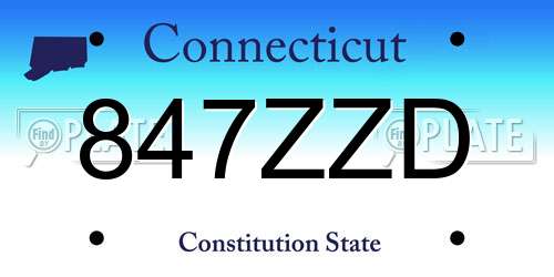 847ZZD Connecticut License Plate