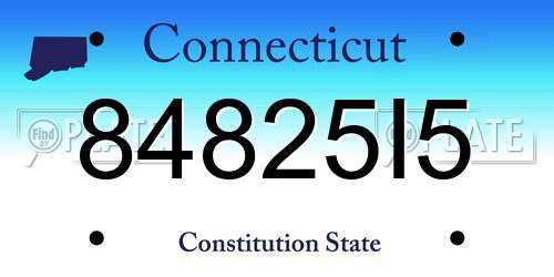 84825I5 Connecticut License Plate