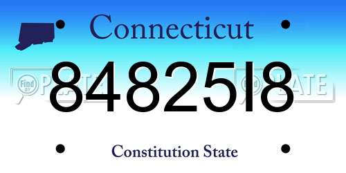 84825I8 Connecticut License Plate