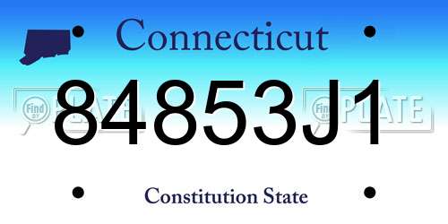 84853J1 Connecticut License Plate