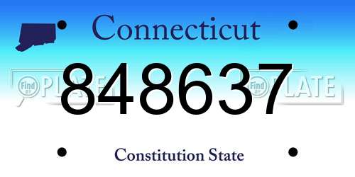 848637 Connecticut License Plate