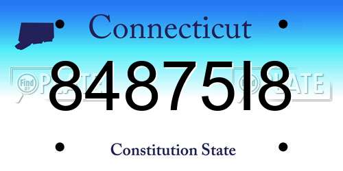 84875I8 Connecticut License Plate
