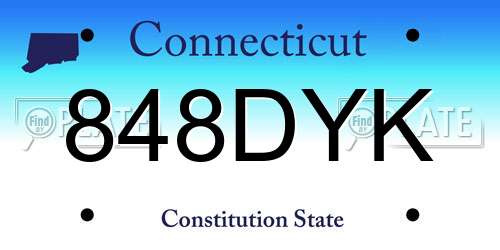 848DYK Connecticut License Plate