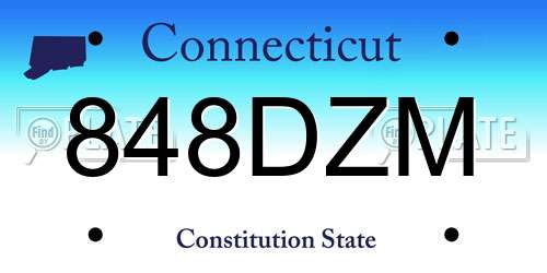 848DZM Connecticut License Plate