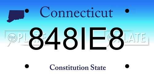 848IE8 Connecticut License Plate