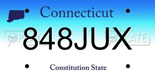848JUX Connecticut License Plate