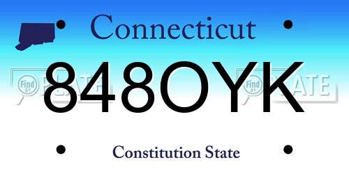 848OYK Connecticut License Plate