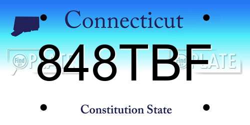 848TBF Connecticut License Plate