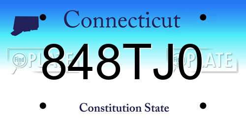 848TJ0 Connecticut License Plate