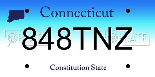 848TNZ Connecticut License Plate