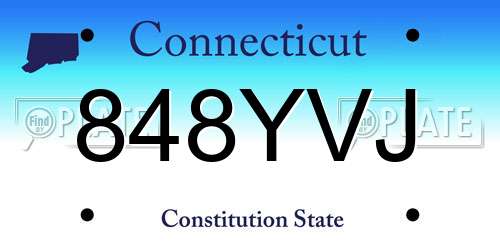 848YVJ Connecticut License Plate