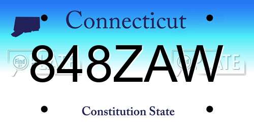 848ZAW Connecticut License Plate