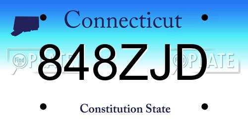 848ZJD Connecticut License Plate