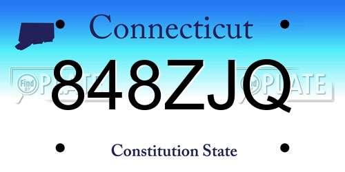 848ZJQ Connecticut License Plate
