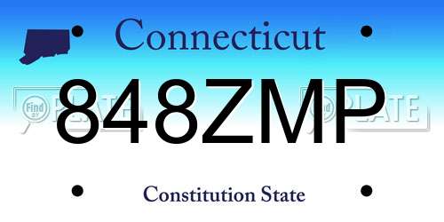 848ZMP Connecticut License Plate
