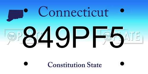 849PF5 Connecticut License Plate