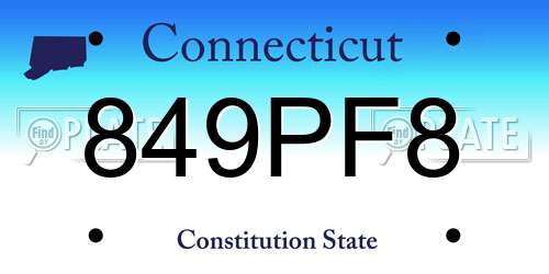 849PF8 Connecticut License Plate