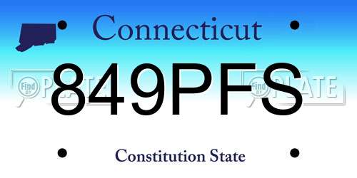 849PFS Connecticut License Plate
