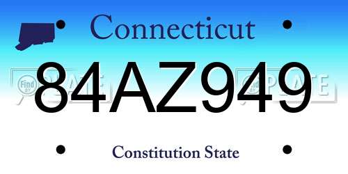 84AZ949 Connecticut License Plate