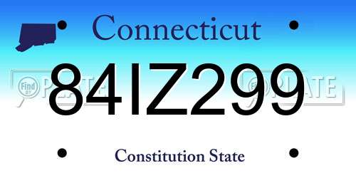 84IZ299 Connecticut License Plate