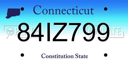 84IZ799 Connecticut License Plate