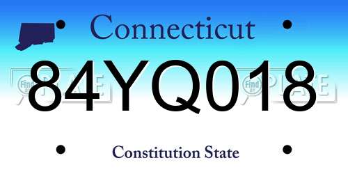 84YQ018 Connecticut License Plate
