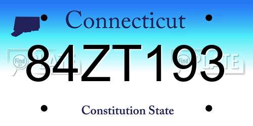 84ZT193 Connecticut License Plate