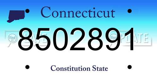 8502891 Connecticut License Plate