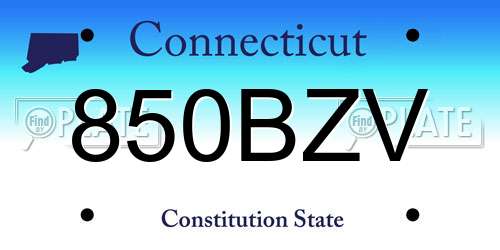 850BZV Connecticut License Plate