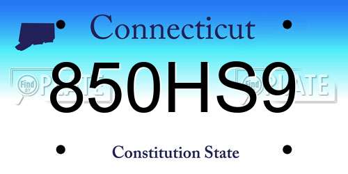 850HS9 Connecticut License Plate