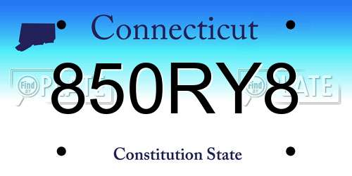 850RY8 Connecticut License Plate