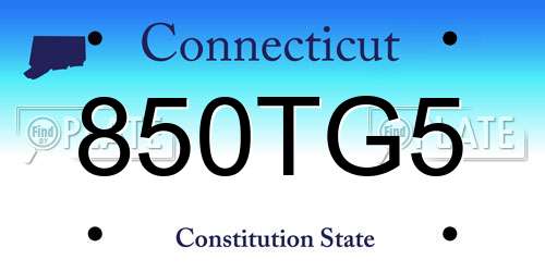 850TG5 Connecticut License Plate